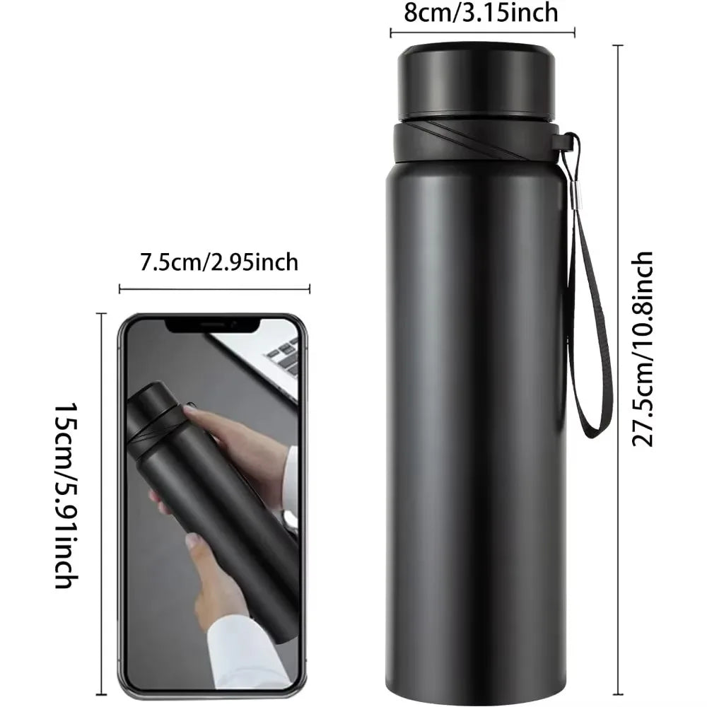 1L Stainless Steel In-vehicle Thermos Water Bottle Keep Cold and Hot Water Bottle Thermos for Water Tea Vacuum Flasks.