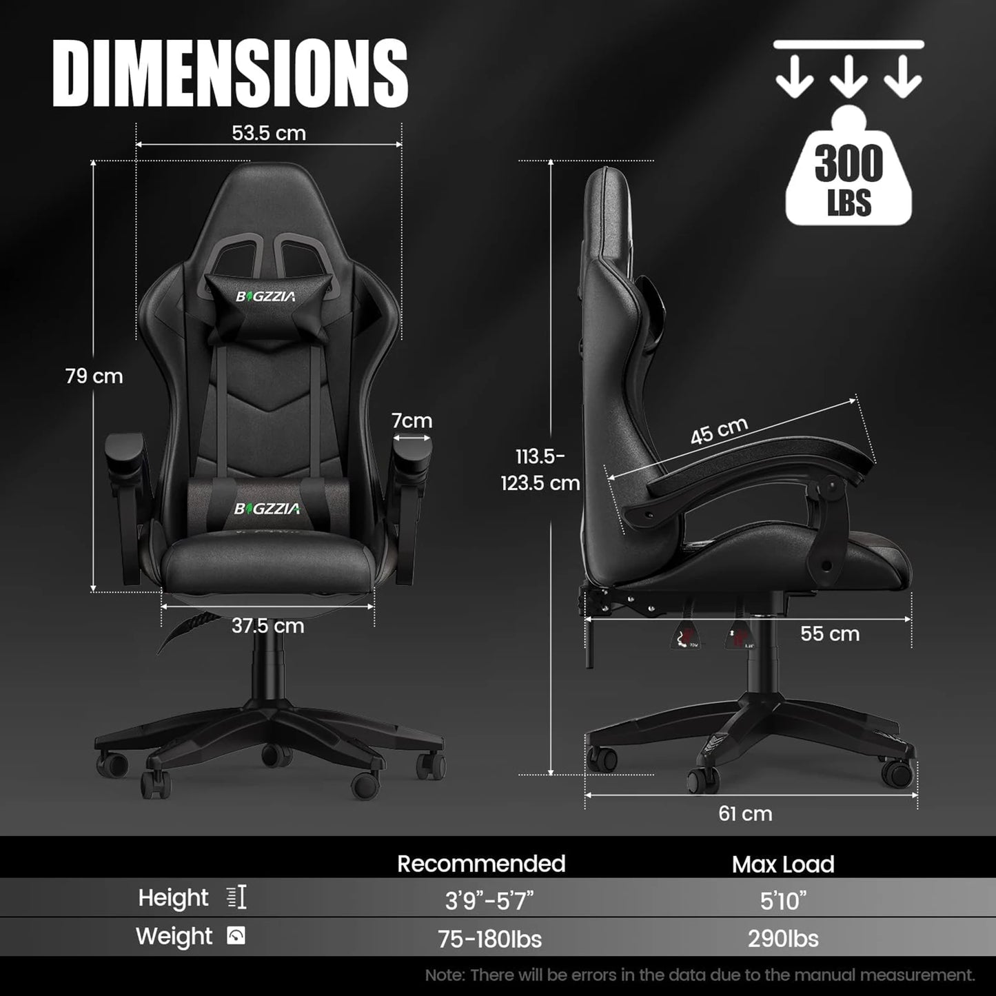 bigzzia Ergonomic Gaming Chair PC Chair Computer Chair Gaming Chair Breathable Office Chair with Cushion, Reclining Back Support
