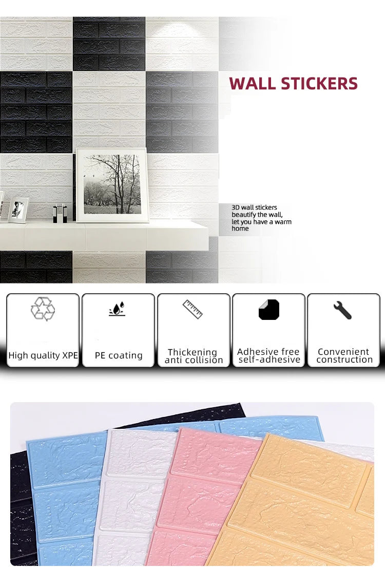 1-30Pcs 35cmx30 3D Wall Panels Stickers Wallpaper DIY Waterproof for Living Room Bedroom Kitchen Background Decoration
