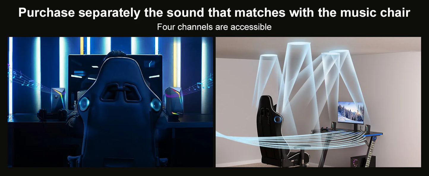 GTPLAYER Gaming Stuhl mit Fußstützen Bluetooth Lautsprecher Musik Stuhl Ergonomischer Computerstuhl Schreibtischstuhl