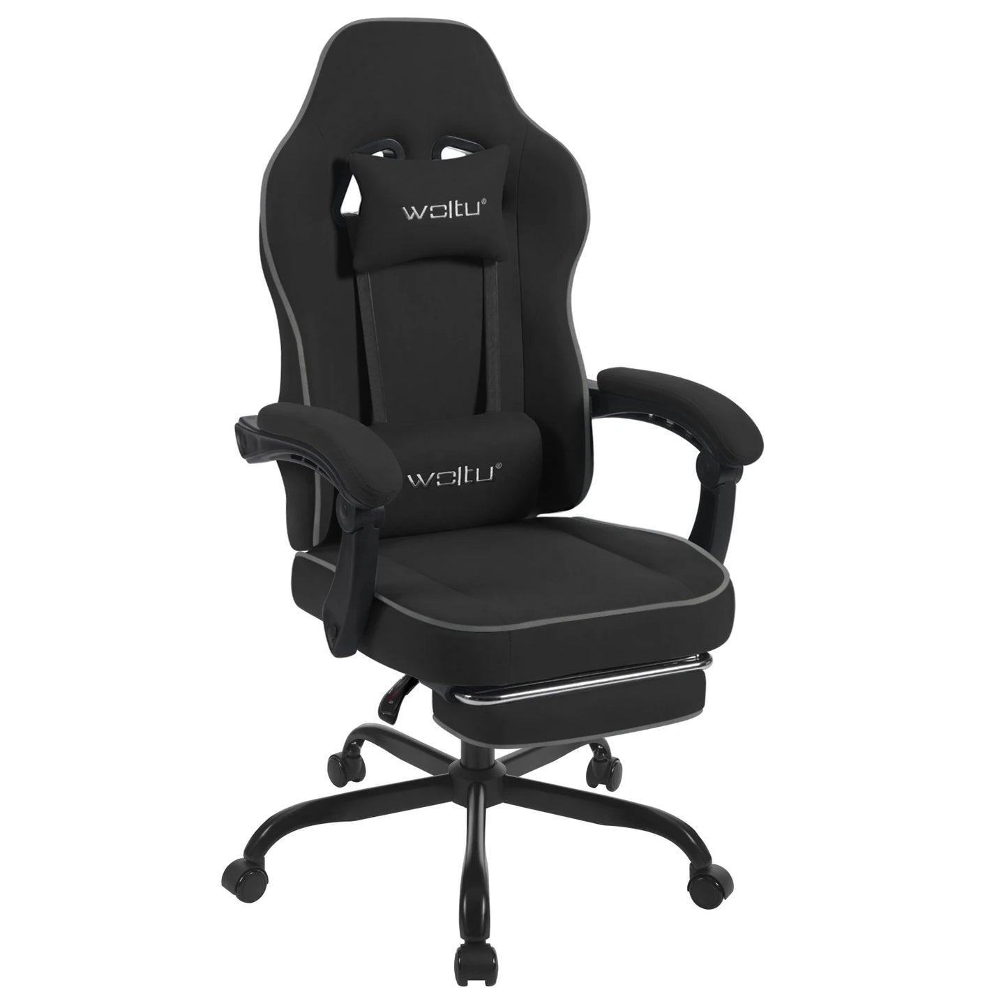 WOLTU Drehbarer Gamer-Stuhl, Gaming-Stuhl, ergonomischer Büro-Computerstuhl mit Lendenkissen, Fußstütze