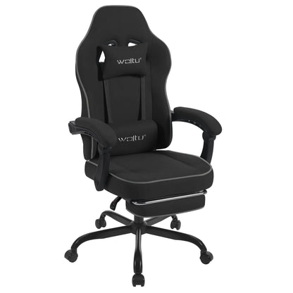 WOLTU Drehbarer Gamer-Stuhl, Gaming-Stuhl, ergonomischer Büro-Computerstuhl mit Lendenkissen, Fußstütze