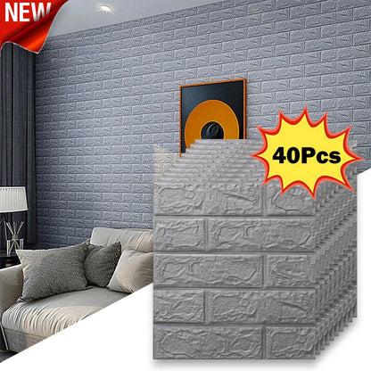40Pcs 38.5X35cm Imitation Brick Wallpaper Self-adhesive Waterproof Moisture-proof Living Room Bedroom Wall Decoration