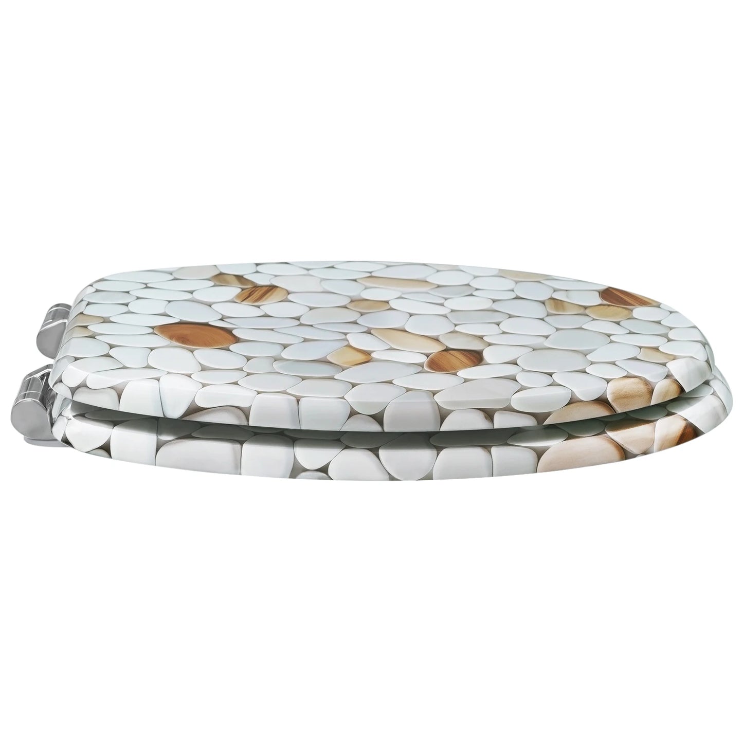 O-förmiger Toilettensitz, verstellbare Scharniere, Toilettendeckel mit Motiv, Soft-Close-Mechanismus für Badezimmer