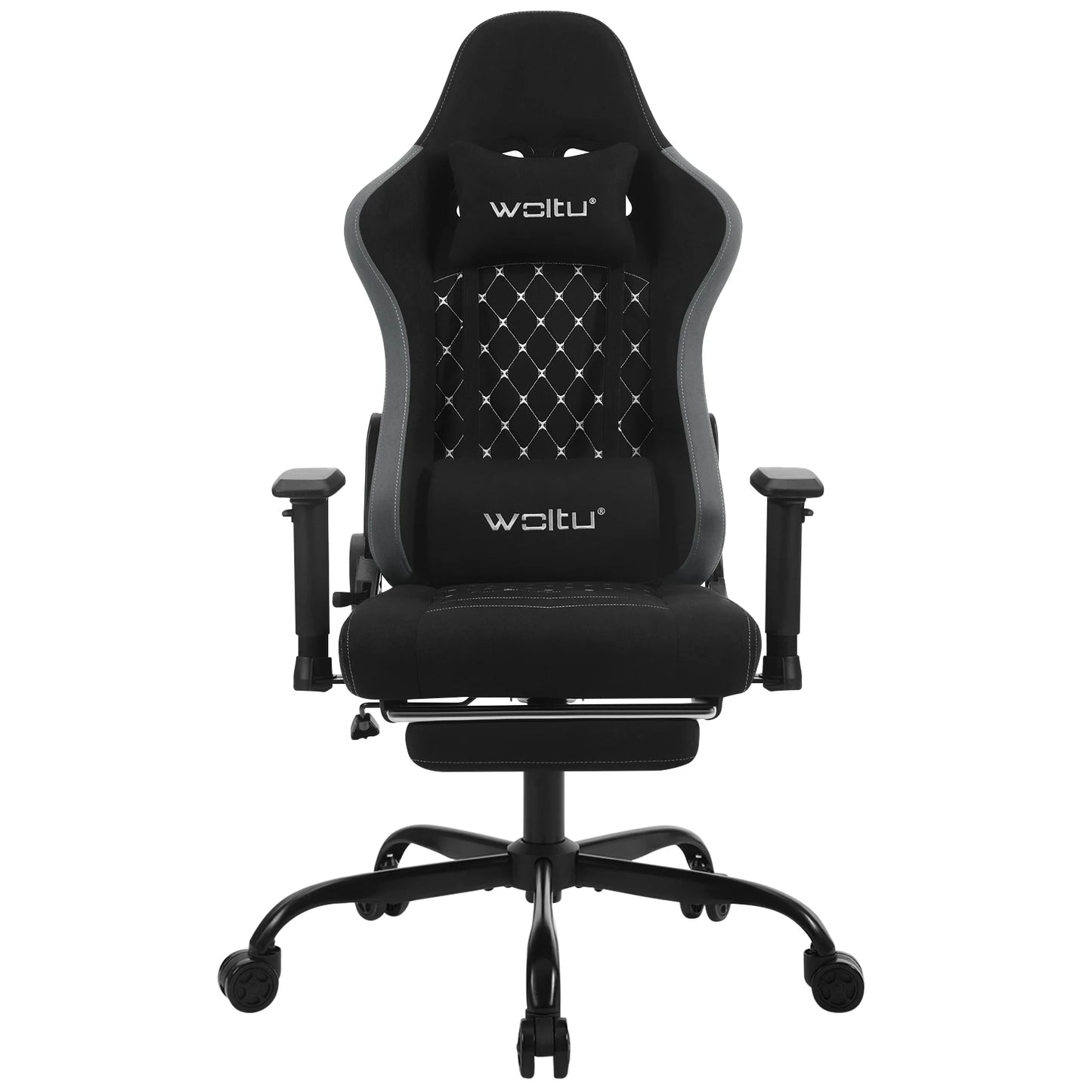 WOLTU Drehbarer Massage-Computer-Gaming-Stuhl, ergonomischer Racing-Gamer-Bürostuhl mit Rollen, Kopfstütze, Fußstütze, Lendenkissen