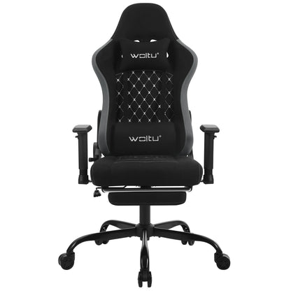 WOLTU Drehbarer Massage-Computer-Gaming-Stuhl, ergonomischer Racing-Gamer-Bürostuhl mit Rollen, Kopfstütze, Fußstütze, Lendenkissen