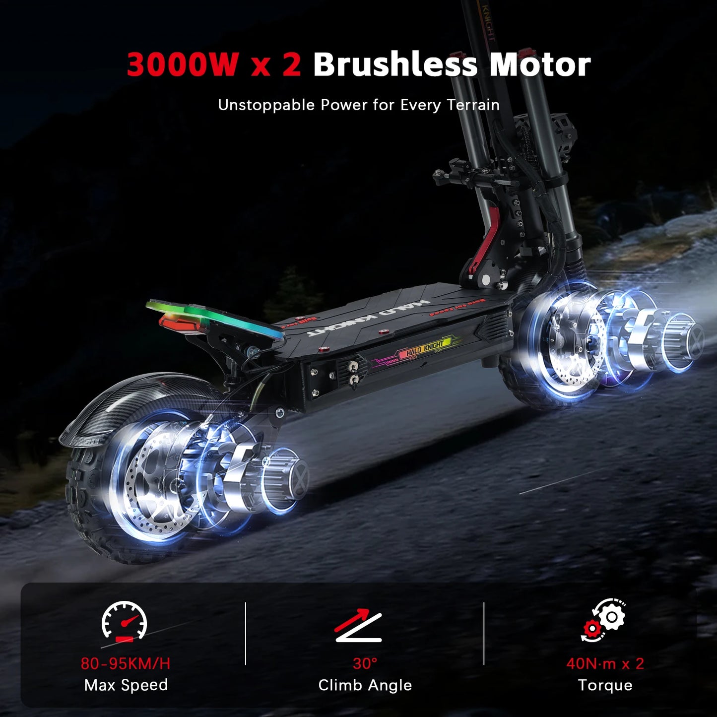 HALO KNIGHT T107Pro 6000W Adult Electric Scooters 95km/h Professional Powerful E Scooter 60V 38.4Ah Dual Motor Fast E-scooter.