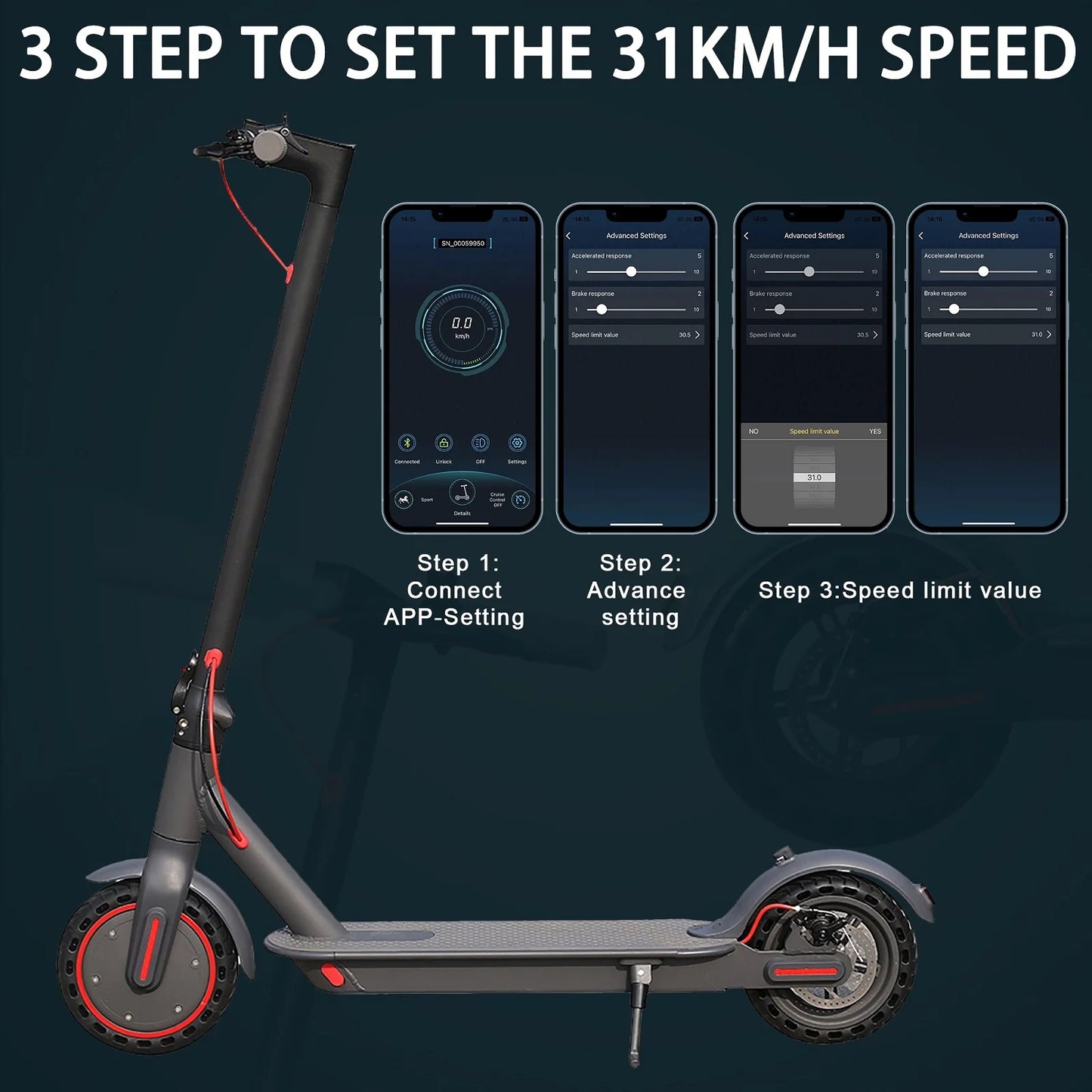 2025 Upgrate AOVOPRO Smart APP Electric Scooter 350W/500W Powerful Motor 36V/42V 25-45KM  Range Adults EScooter with Dual Brake