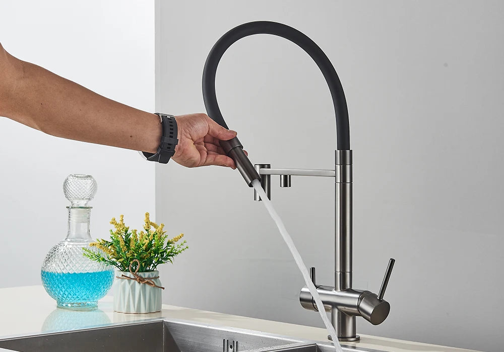 Black Grey Filtered Kitchen Faucet Water Filter Kitchen Faucets Filter Faucet Mixer Water Purification Water Drinking Water Taps