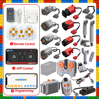 Technical Motor Battery Box Power Functions Parts IR Speed Servo Light Receiver PF APP Remote Control Car Building Blocks Bricks.