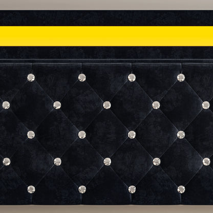 Rosahqnda gepolstertes Doppelbett 140 x 200 cm mit LED-Beleuchtung, hydraulischem Stauraumbett und Lattenrost, Funktionsbetten, Samt