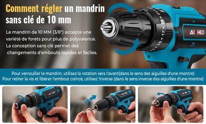 21-V-Akku-Bohrschrauber-Set, 2 Geschwindigkeiten, 1350 U/min, 24-teiliges Set, 2 Akku-Elektroschrauber mit 32 Drehmomenteinstellungen für Heimwerker