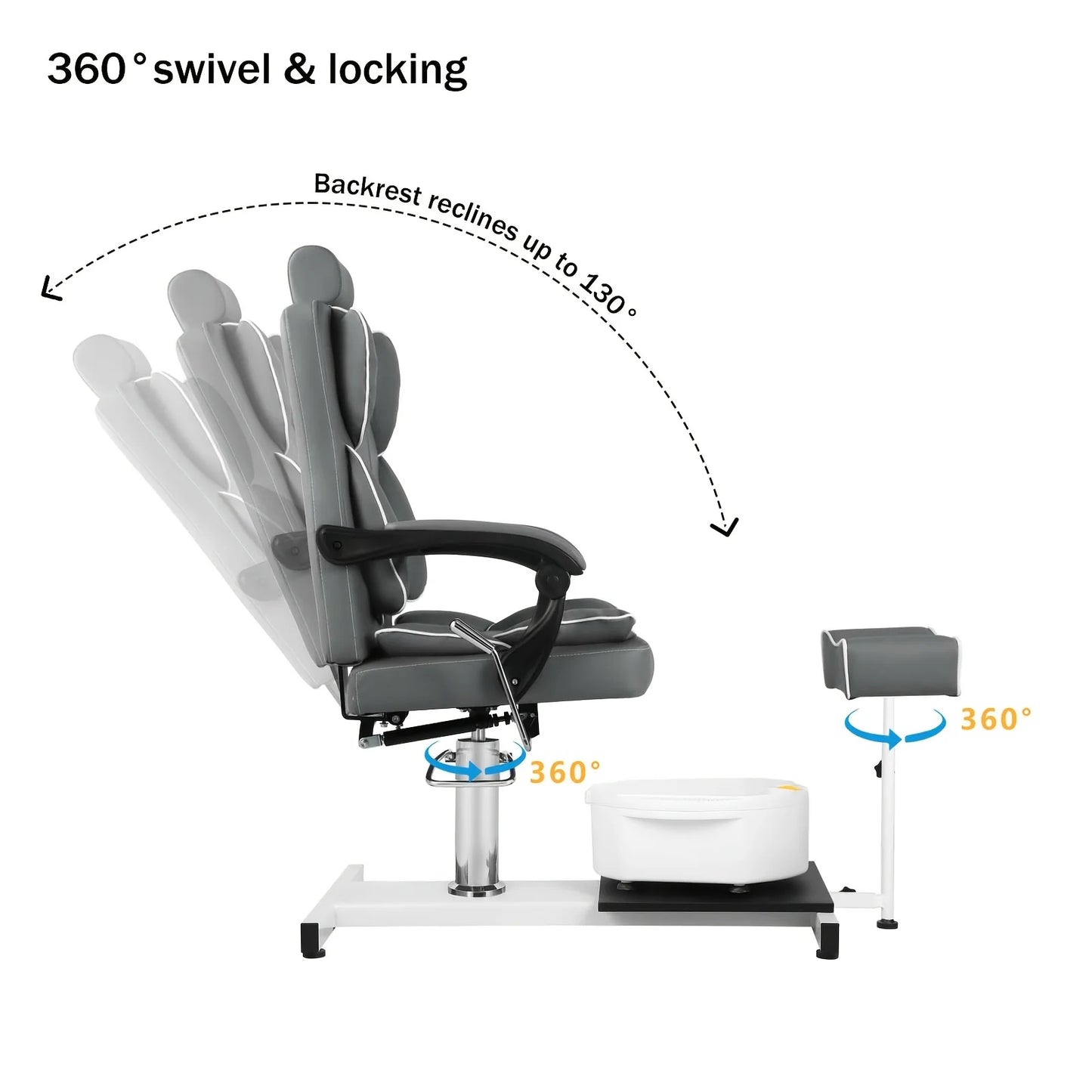 Fuß-SPA-Stuhl, Nagelstudio-Sofa mit Fußbad-Waschbecken, Pediküre-Stühle mit hydraulischem Heben und 360-Grad-Drehung, Möbel