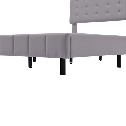 Rosahqnda Polsterbett 140/160x200cm, Doppelbett mit LED, 2 USB, schwebender Bettrahmen, Holzlattenrost, graues Leinen