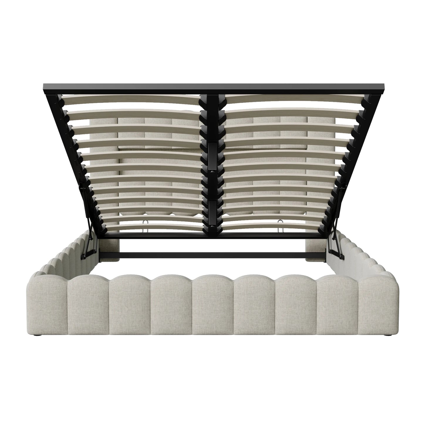 Rosahqnda Upholstered Bed 140x200cm,Storage Bed with LED and USB Charging,for Adults,Teen Bedrooms,Gray, Beige,Linen