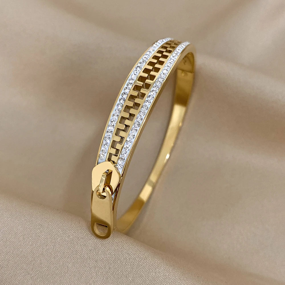 Original Zipper Bracelet Charm Bangle Stainless Steel Zip Hand Bracelets Gold Plated Luxury Jewelry for Women Designer.