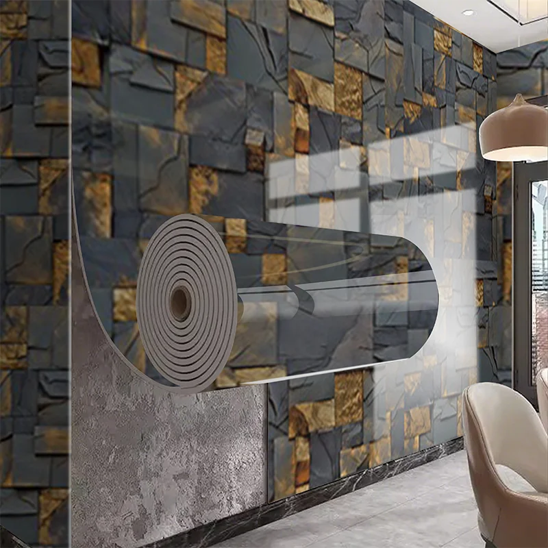 Imitation tile self-adhesive PVC marble waterproof wall sticker for living room kitchen bedroom decoration sticker