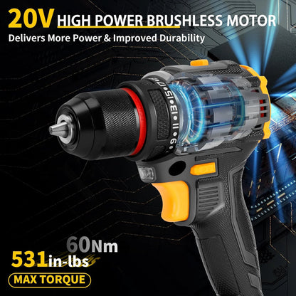 135-teilige Elektrowerkzeug-Kombi-Sets mit 20 V Akku-Bohrschrauber, 10 mm, 3/8 Zoll Schnellspannbohrfutter, professionelle Heim- und Haushalts-DIY-Handwerkzeug-Sets ﻿