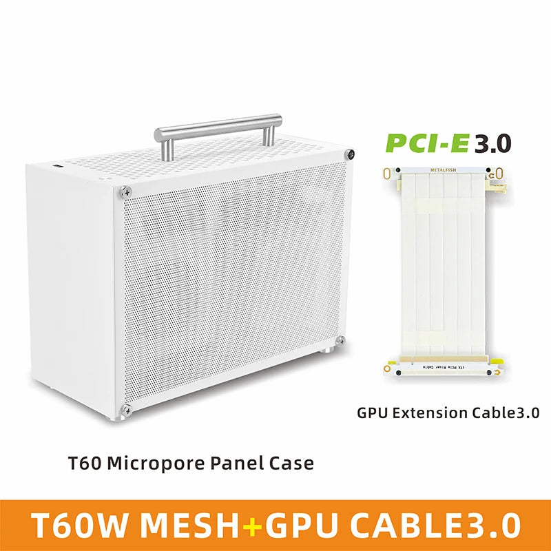 METALFISH T60 Mini ITX Black Case 9L With Acrylic Or Mesh Side Panel and Portable Handle Support SFX PSU/300mm GPU/2*120mm Fan