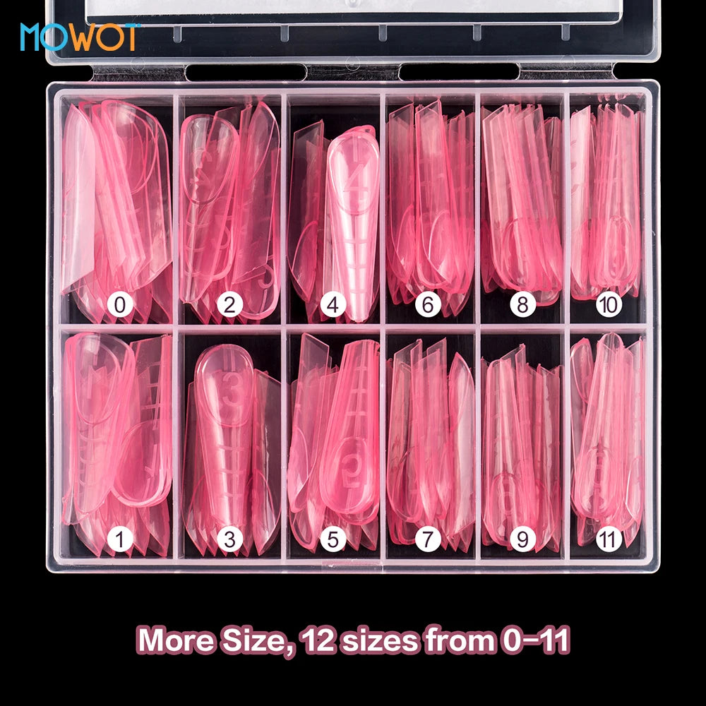 MOWOT 120pcs New French Nail Dual Forms with Rim Inside Quick Building Gel Mold Full Cover Extension Top False Tips Nail Forms.