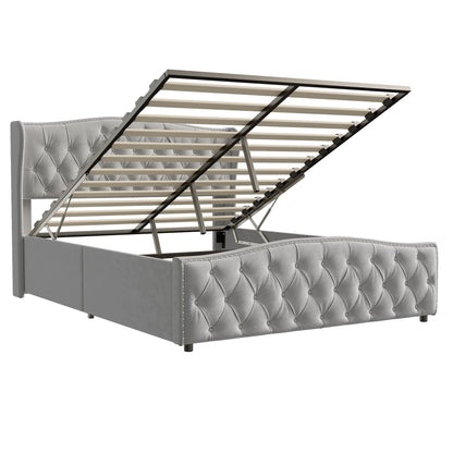 Rosahqnda hydraulisches Bett im modernen Stil, Stilvolles Doppelbett für Jugendliche, Kinder und Erwachsene, ohne Matratze