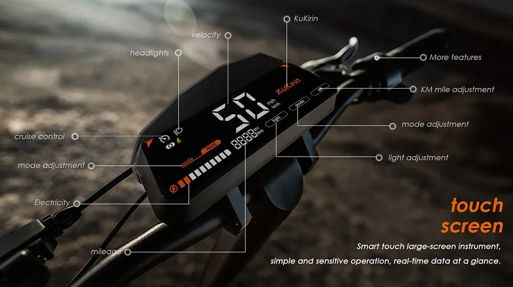 KuKirin G3 Electric Scooter 10" Off-road 1200W Motor 52V 18Ah Lithium battery Max Speed 50km/h, Shock arm Suspension 63km Range.