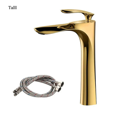 Golden Maple Leaf Basin Faucet For Hot And Cold Water Household Use Raised Washbasin Countertop Basin Single Hole Faucet
