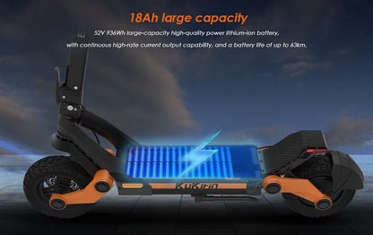 KuKirin G3 Electric Scooter 10" Off-road 1200W Motor 52V 18Ah Lithium battery Max Speed 50km/h, Shock arm Suspension 63km Range