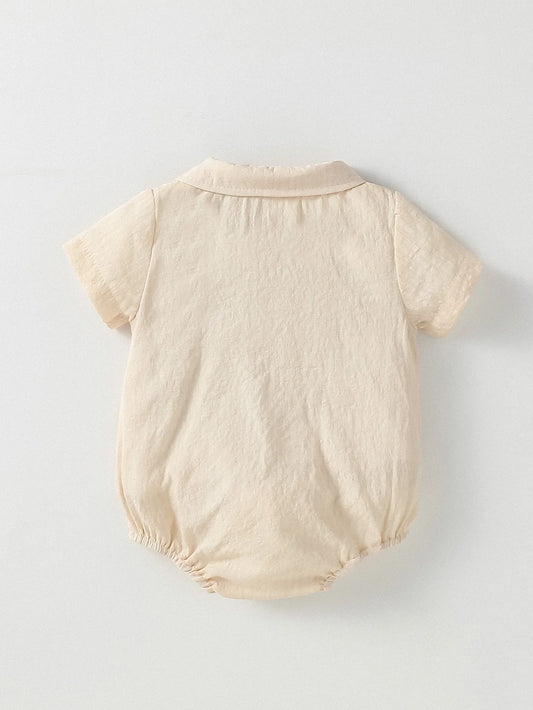 Baby Solid Jungen Kurzarm Button Up Kragen Body Sommer Alltag Overall