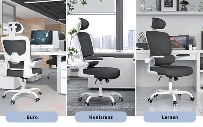 Ergonomic Office Chair Desk Chair with Folding Armrests Height-Adjustable Breathable Backrest Swivel Gaming Chair