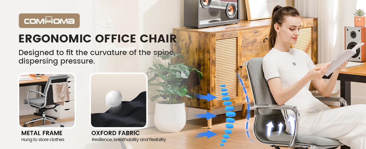 COMHOMA Chefsessel Bürostuhl Ergonomischer Schreibtischstuhl Drehstuhl Computerstuhl mit Armlehnen Schminktisch Stuhl