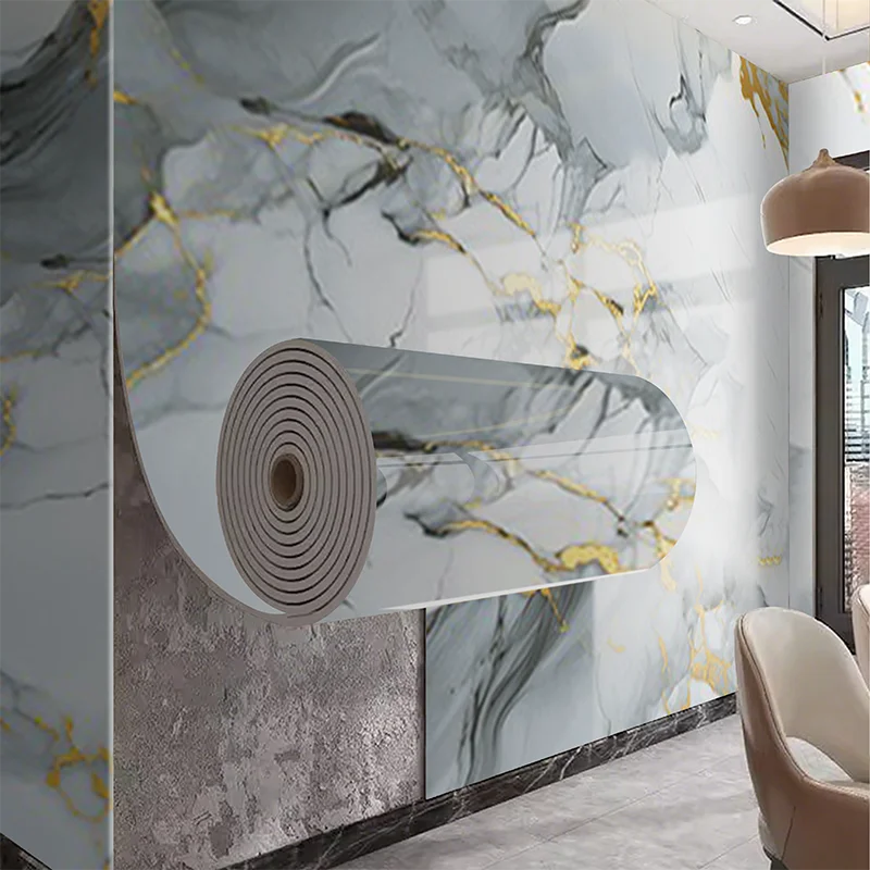 Marble Pattern Wall Panel Peel and Stick Wallpaper Decorative European Style Wall Art for Living Room Bedroom Home Decoration