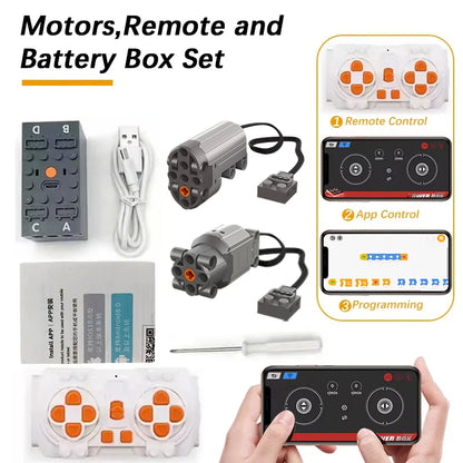 Technical Motor Battery Box Power Functions Parts IR Speed Servo Light Receiver PF APP Remote Control Car Building Blocks Bricks