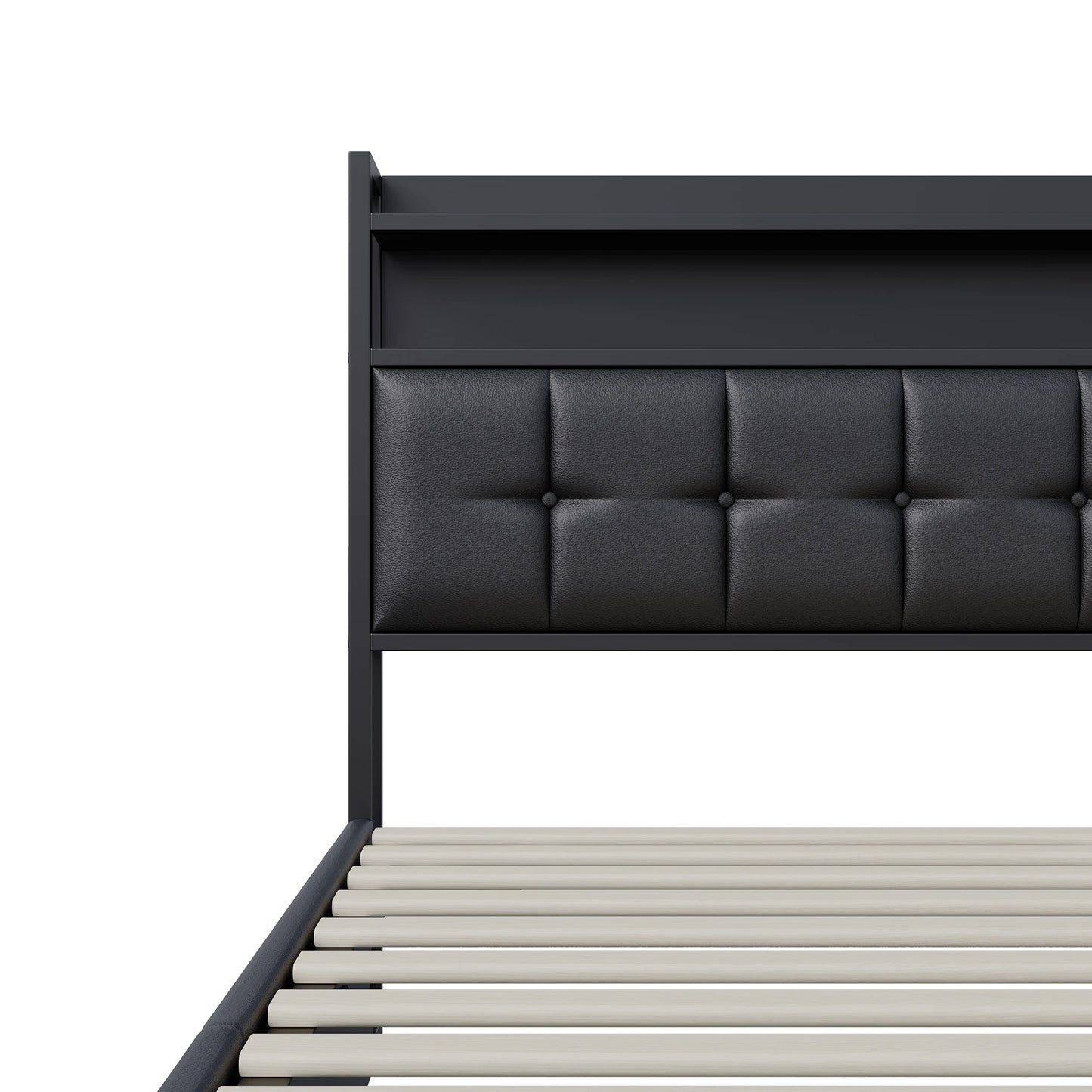 Rosahqnda Multifunctional Double Bed,Rechargeable,LED and Hydraulic Storage,Teen Bed,140/160 x 200 cm,Linen/PU,Grey,Black.