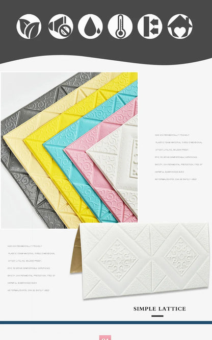 10Pcs 70*70cm Ceiling Wallpaper 3D Brick Waterproof Wall Stickers Foam Wall Paper Self-Adhesive Home Decor