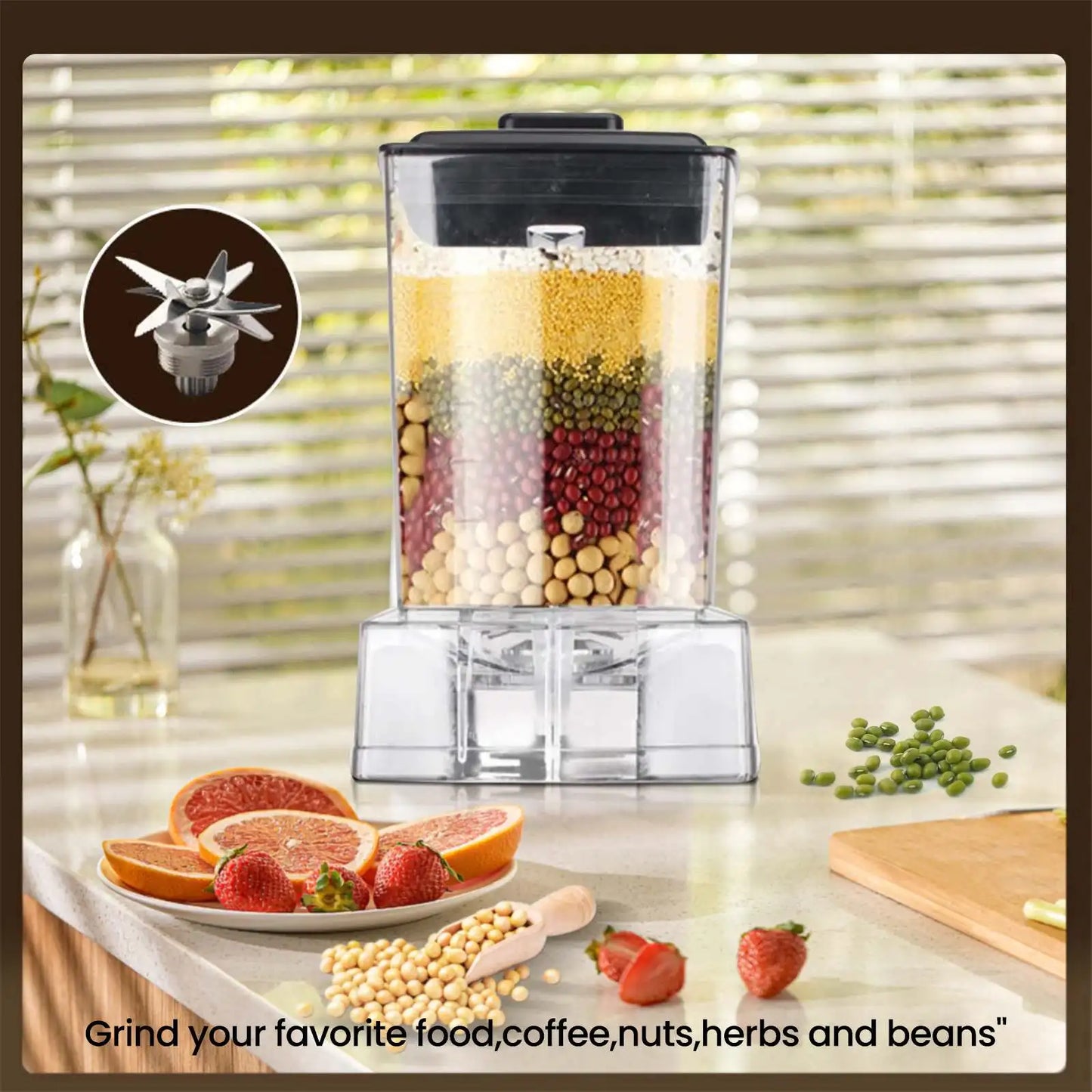 6000W Professional Table Mixer for Ice Nuts Fruit 2.5L Container Heavy Duty Blender Smoothie Maker Kitchen Appliance.