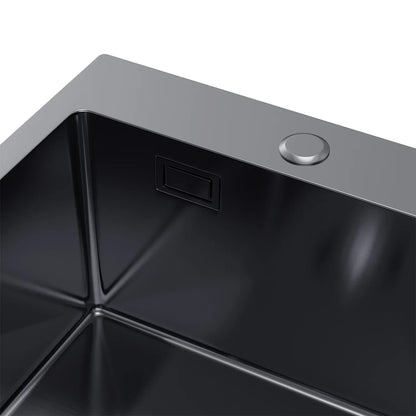 Küchenspüle aus Edelstahl, 40 x 50 cm, Graphit, Einzelschüssel mit Siphon, leicht zu reinigen, handgefertigte Spüle für die Küche