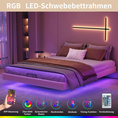 Rosahqnda Polsterbett, 160 x 200 cm, Doppelbett mit Stauraum, Bettrahmen mit Holzlattenrost, ohne Kopfteil,(ohne Matratze)