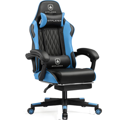 GTPLAYER Gaming Stuhl, Gamer Stuhl, Ergonomischer Bürostuhl mit Fußstütze Verstellbare Lenden und Kopfkissen, Gaming Chair