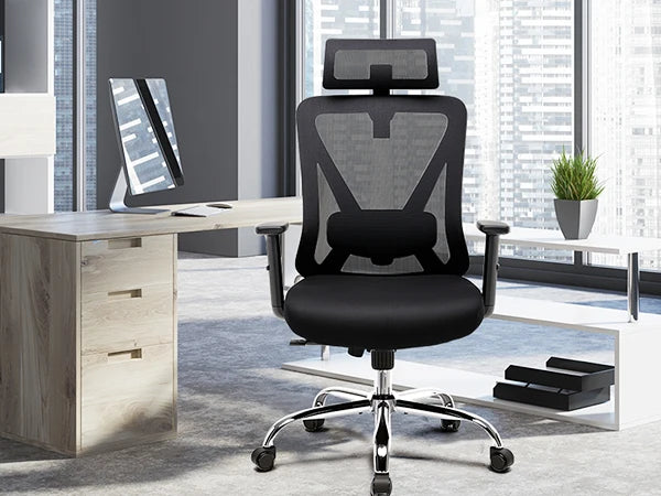 COMHOMA Bürostuhl Ergonomisch，Schreibtischstuhl mit 3D-Kopfstütze & 3D-Lendenwirbelstütze, verstellbare Armlehnen, Office Chair