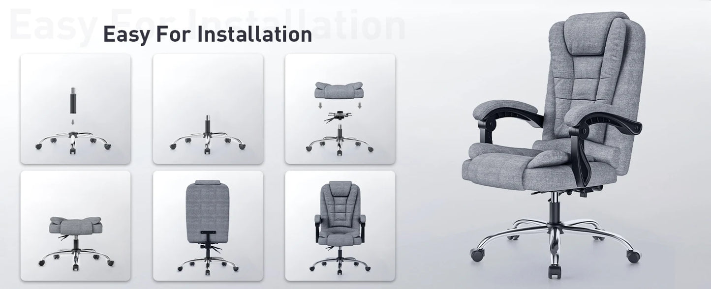 Ergonomic Office Chair Desk Chair with High Backrest PU Leather Swivel Chair Deck Chair Gaming Chair for Office Home