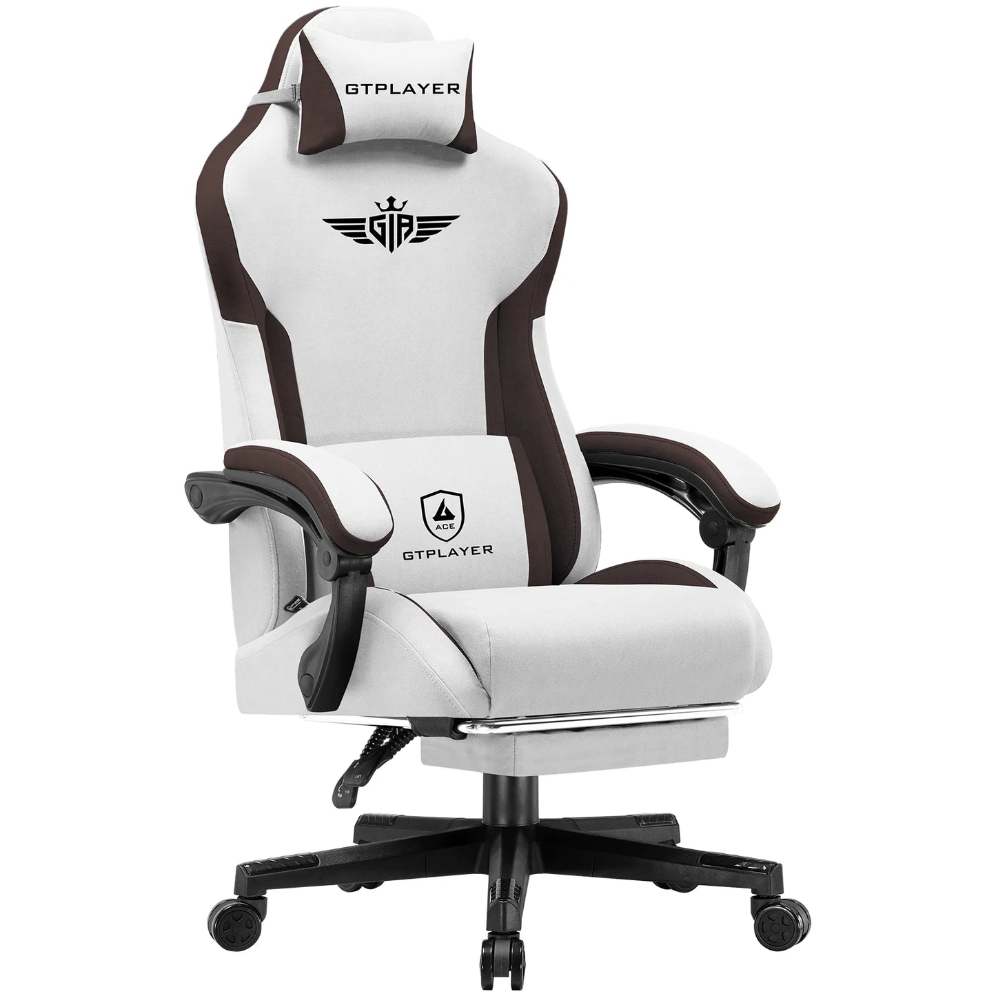 GTPLAYER Gaming Stuhl, Ergonomischer Gamer Stuhl aus Stoff mit Lendenwirbelstütze, PC-Stuhl mit verbreiterter Rückenlehne