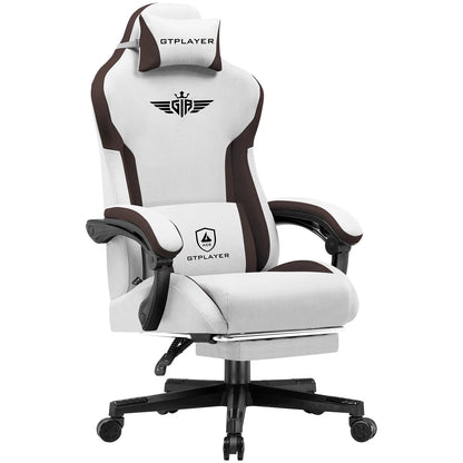 GTPLAYER Gaming Stuhl, Ergonomischer Gamer Stuhl aus Stoff mit Lendenwirbelstütze, PC-Stuhl mit verbreiterter Rückenlehne