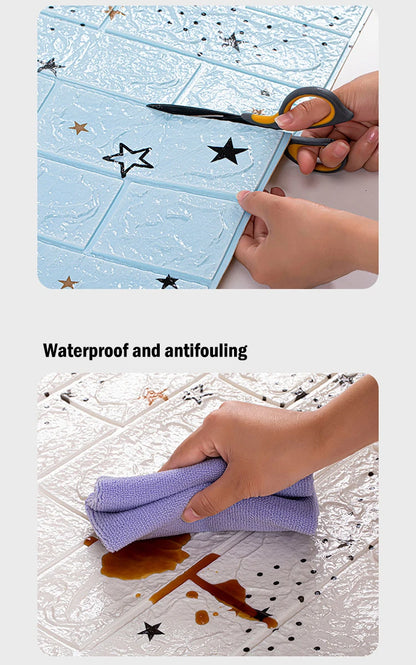 70cmx1m 3D Wall Sticker Faux Brick Bedroom Home Decor Waterproof Self Adhesive Wallpaper Living Room TV Background Decoration