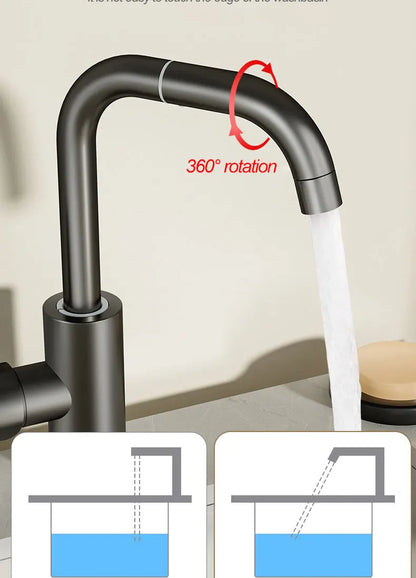 Copper universal faucet, washbasin, bathroom, cold and hot water, household washing, washing, vegetable washing, washbasin, fauc