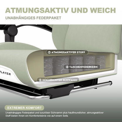 GTPLAYER Gaming Stuhl, Gamer Stuhl, Atmungsaktiver Bürostuhl aus Hochwertigem Stoff, Ergonomischer PC-Stuhl, Verstellbarer