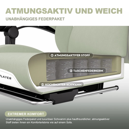 GTPLAYER Gaming Stuhl, Gamer Stuhl, Atmungsaktiver Bürostuhl aus Hochwertigem Stoff, Ergonomischer PC-Stuhl, Verstellbarer