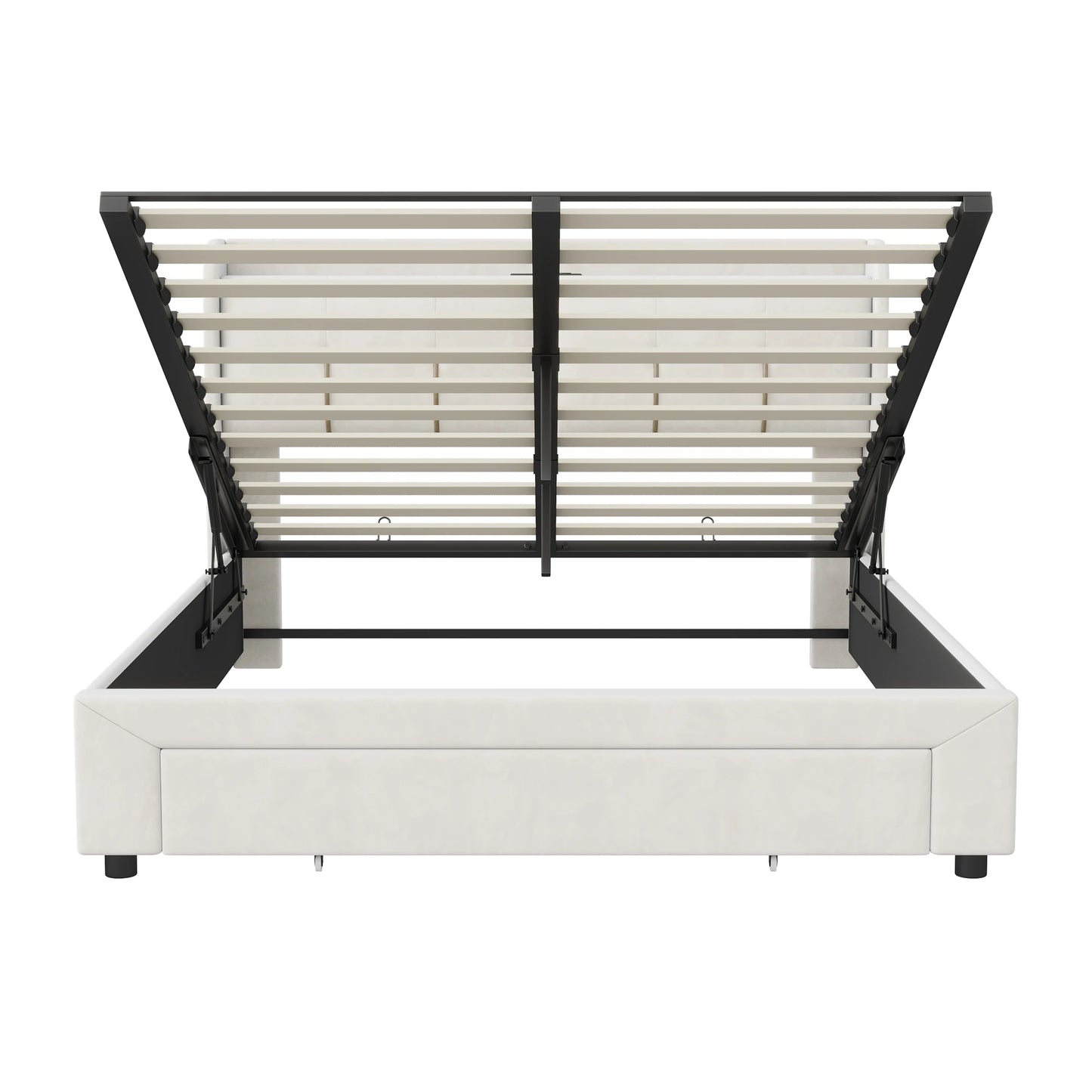 WoodenAura 140x200cm Polsterbett mit USB-C Ladefunktion, Stauraumkopfteil und LED-Beleuchtung und Schubladen, Doppelbett Große