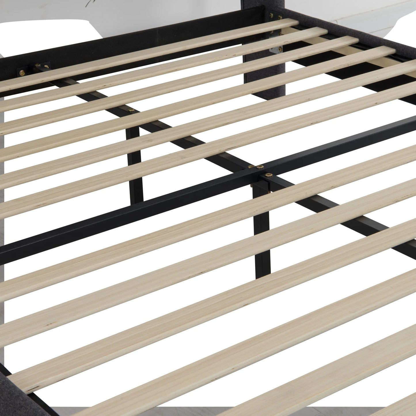 WoodenAura Polsterbett 160 x 200 cm, Bettgestell, Doppelbett mit höhenverstellbarem Kopfteil, Stoffbettgestell mit Lattenrost