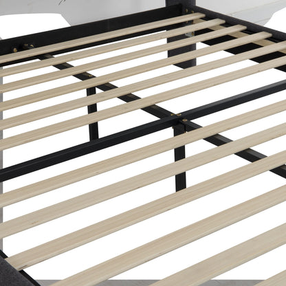 WoodenAura Polsterbett 160 x 200 cm, Bettgestell, Doppelbett mit höhenverstellbarem Kopfteil, Stoffbettgestell mit Lattenrost